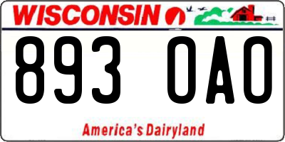 WI license plate 893OAO