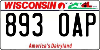 WI license plate 893OAP