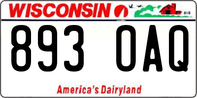 WI license plate 893OAQ