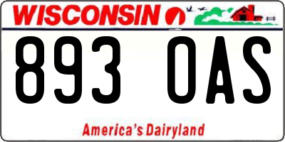 WI license plate 893OAS