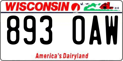 WI license plate 893OAW