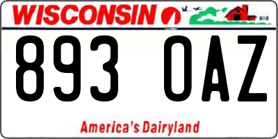 WI license plate 893OAZ