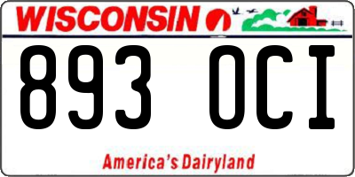 WI license plate 893OCI