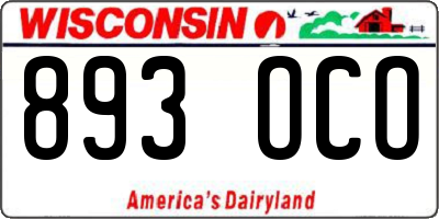 WI license plate 893OCO