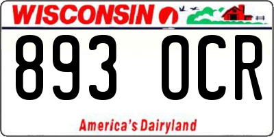 WI license plate 893OCR