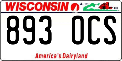 WI license plate 893OCS