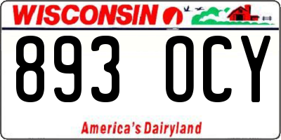 WI license plate 893OCY