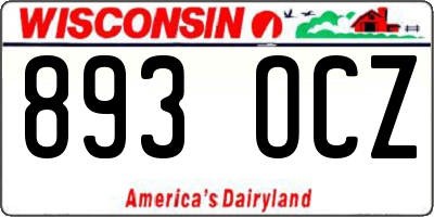 WI license plate 893OCZ