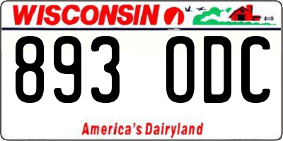 WI license plate 893ODC