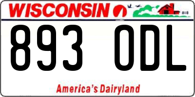 WI license plate 893ODL