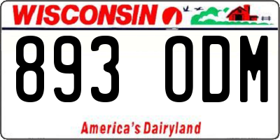 WI license plate 893ODM