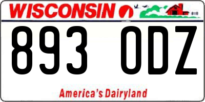 WI license plate 893ODZ