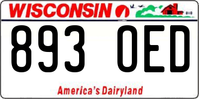 WI license plate 893OED