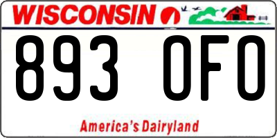 WI license plate 893OFO