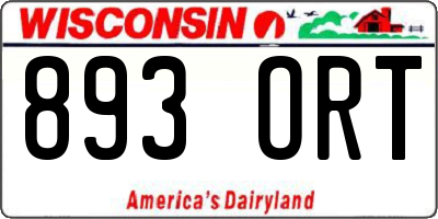 WI license plate 893ORT