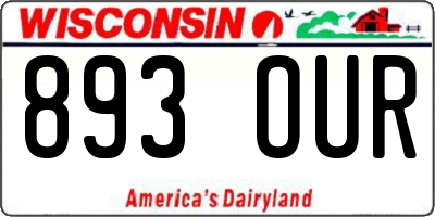 WI license plate 893OUR