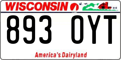 WI license plate 893OYT