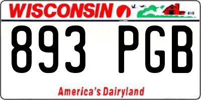 WI license plate 893PGB