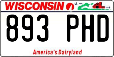 WI license plate 893PHD