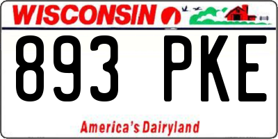 WI license plate 893PKE