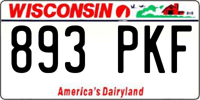 WI license plate 893PKF