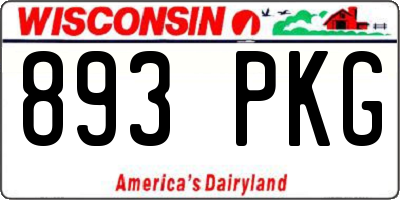 WI license plate 893PKG