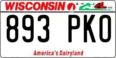 WI license plate 893PKO
