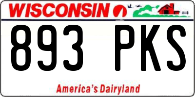 WI license plate 893PKS