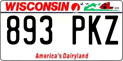 WI license plate 893PKZ