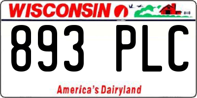 WI license plate 893PLC