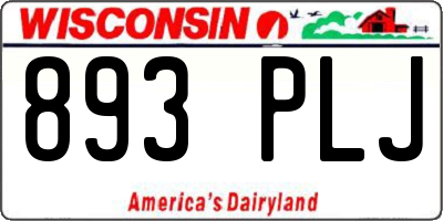 WI license plate 893PLJ
