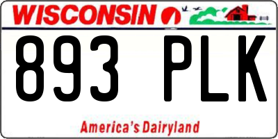 WI license plate 893PLK
