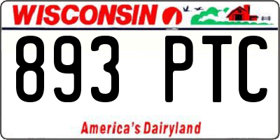 WI license plate 893PTC