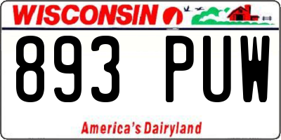 WI license plate 893PUW