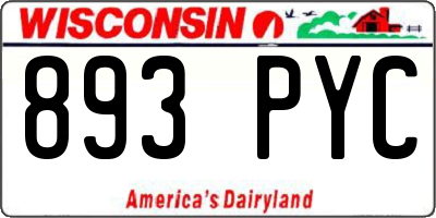 WI license plate 893PYC