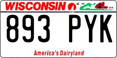 WI license plate 893PYK