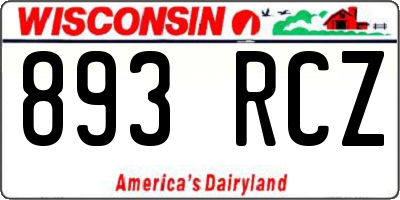 WI license plate 893RCZ