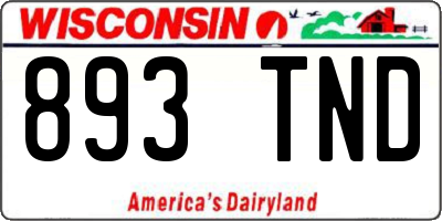 WI license plate 893TND