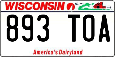 WI license plate 893TOA