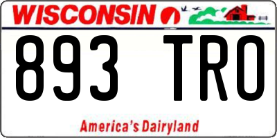 WI license plate 893TRO