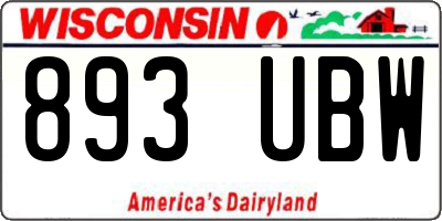 WI license plate 893UBW