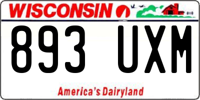 WI license plate 893UXM