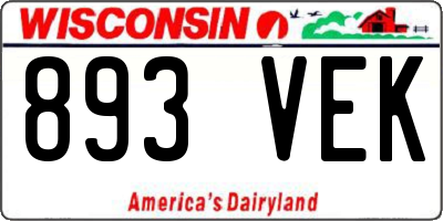 WI license plate 893VEK
