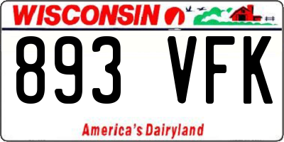WI license plate 893VFK