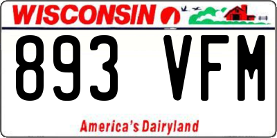 WI license plate 893VFM