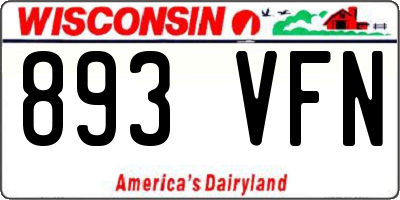 WI license plate 893VFN
