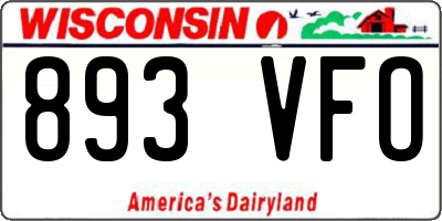 WI license plate 893VFO