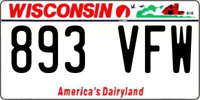 WI license plate 893VFW