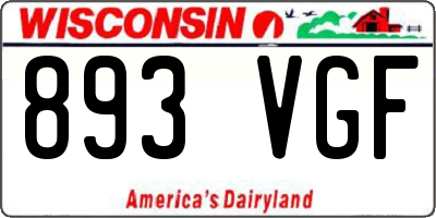 WI license plate 893VGF