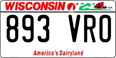 WI license plate 893VRO